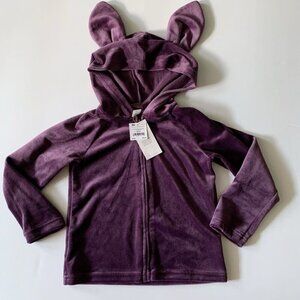 NWT Tea Collection Bunny Ears Velour Baby Hoodie 2T 2 years